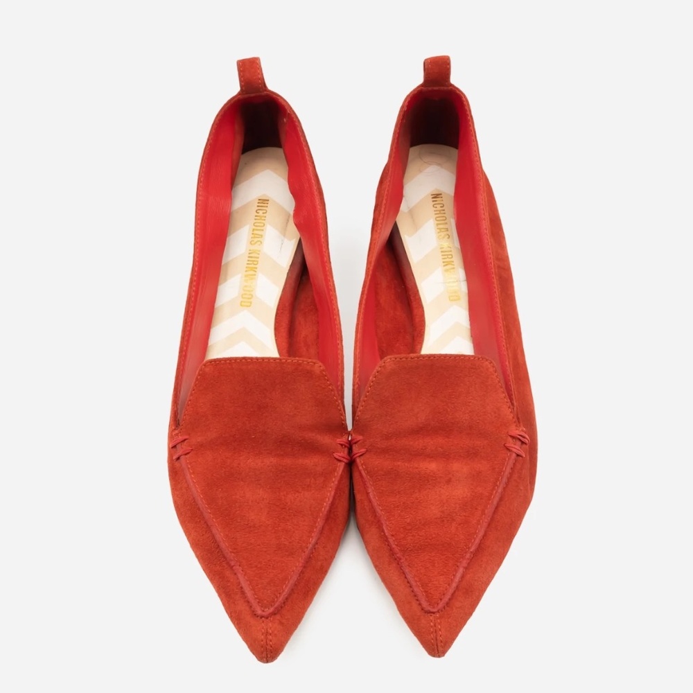 NICHOLAS KIRKWOOD  Red Suede Beya Loafers Size 38.5